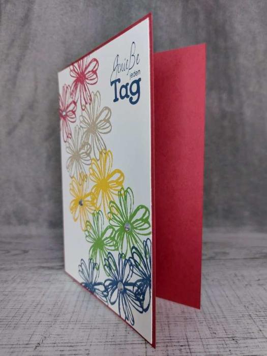 Grußkarte Genieße jeden Tag mit Blüten handgemacht